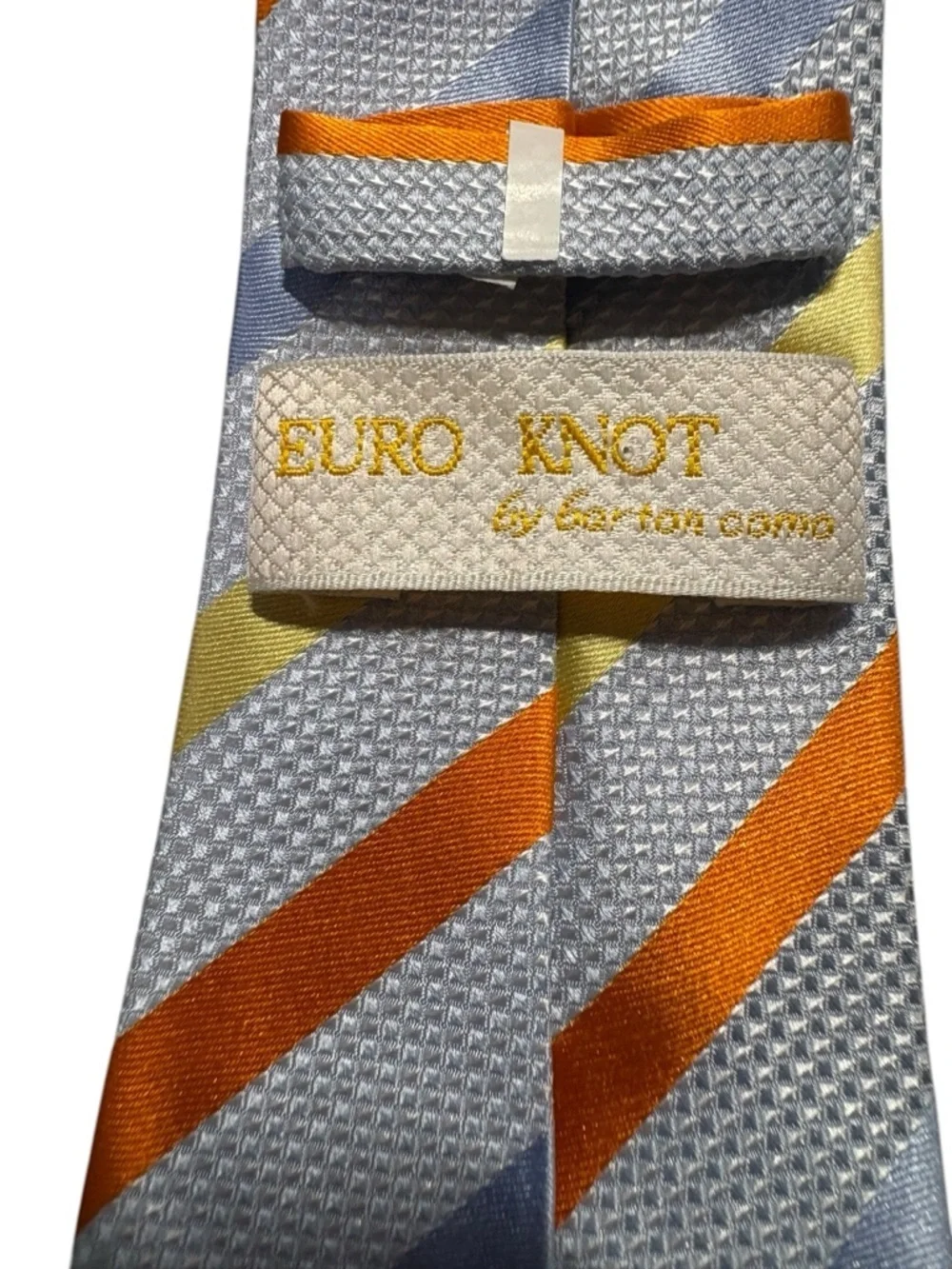 Whimsical Blue Striped Tie with Orange & Yellow Accents - Men's Accessory